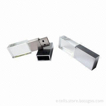 Crystal USB Flash Drives with Laser Engraving Logo Inside and LED Light